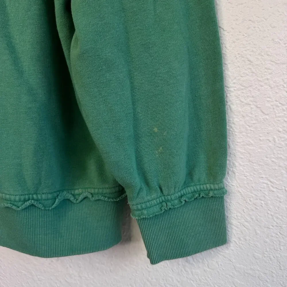 Free People Smiley Face Sweatshirt Women Small FP Movement Sweater Green Burnout